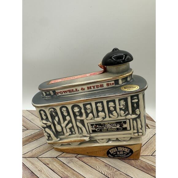Vtg Ezra Brooks 1968 Cable Car Real Sippin Whiskey Empty Decanter California - Picture 2 of 4